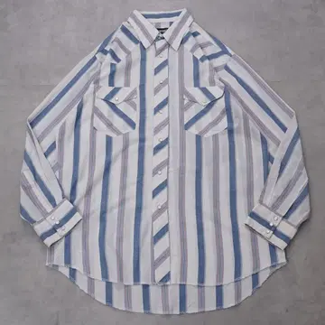 Wrangler 랭글러 스트라이프 셔츠 90s L 화이트 파랑 14816