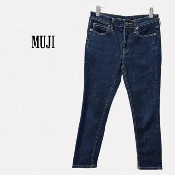 MUJI 무인양품 스트레이트 데님 스트레치 청바지 앵클 기장 캐주얼