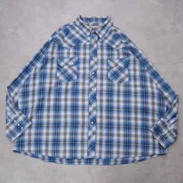 Wrangler 랭글러 체크 셔츠 구제 의류 긴팔 3XL 파랑 14812