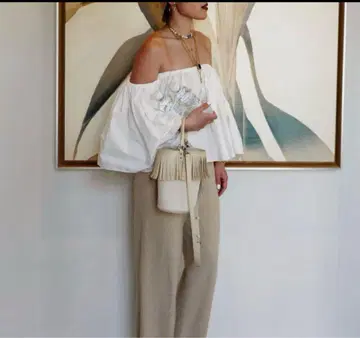 ayako bag 프린지 버킷 백 화이트