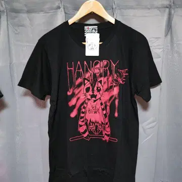 HANGRY & ANGRY 고양이 캐릭터 티셔츠 블랙