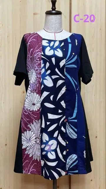 오래된 천 유카타 티셔츠 자투리로 리메이크 C-20