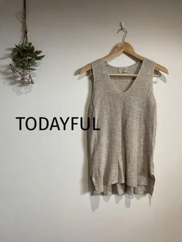 투데이풀 todayful V넥 니트 베스트 슬리브리스 코튼 린넨