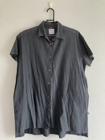 sousou 다카시마 주름 다크 그레이 반팔 셔츠 일본제 튜닉