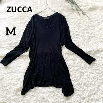 ZUCCA 주카 블랙 긴팔 루즈한 변형 블랙 튜닉 티셔츠 M