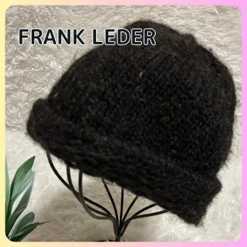 FRANK LEDER 니트 캡 블랙 울 100% 플리 빈티지