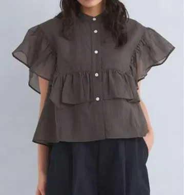 dahl'ia 다이아 프릴 시어 블라우스 밴드 카라