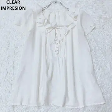 클리어 임프레션 반팔 블라우스 리본 프릴 봄 여름 성숙 큐트