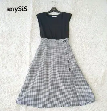 anySiS 애니시스 도킹 원피스 니트 체크 무늬 M