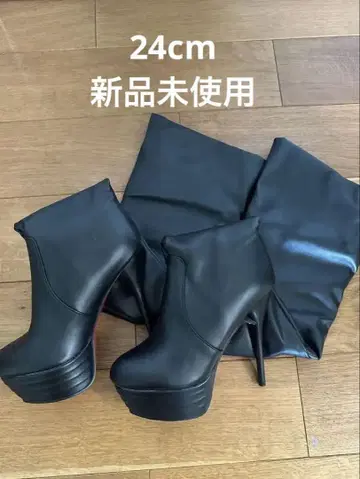 [미사용] 블랙 니하이 부츠 플랫폼 힐