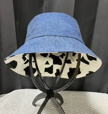 핸드메이드 버킷 햇 리버서블 데님 소 패턴 약 59cm