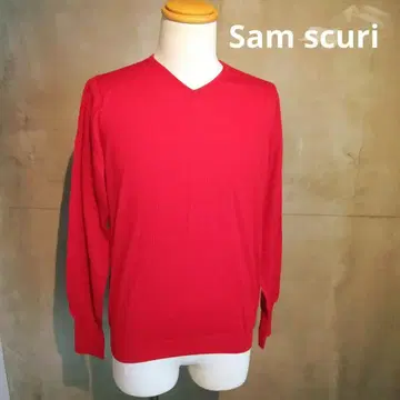 Sam scuri 빨간색 V 넥 니트 46