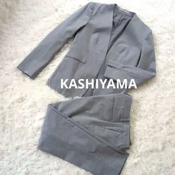 KASHIYAMA 노카라 팬츠 수트 셋업 M 사이즈 라이트 그레이