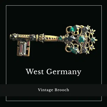 레어 디자인 West Germany 각인 열쇠 모양 필리그리 브로치