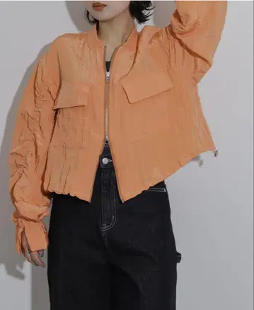 오렌지 지퍼 캐주얼 자켓