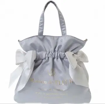 Maison de FLEUR 더블 리본 토트 숄더백 스카이블루