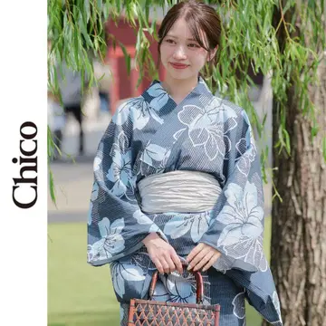 새상품 Chico 백합 패턴 유카타 축제 네이비 치코