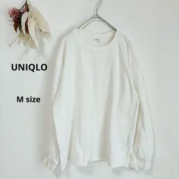 유니클로 UNIQLO 코튼 릴랙스 핏 크루넥 T 긴팔 M 화이트