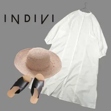 [빅 사이즈] INDIVI 밴드 카라 셔츠 원피스 XL