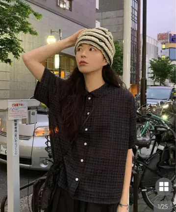 mirinaero 린넨 체크 셔츠 nugu