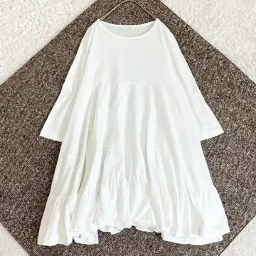 컨디션 최상 yori 요리 프릴 티어드 튜닉 세탁 가능 신축성 화이트