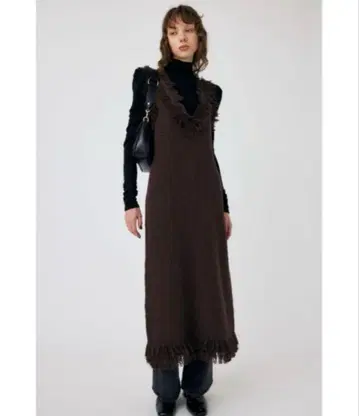 FRINGE KNIT 드레스/마우지(MOUSSY) 네이비 컬러