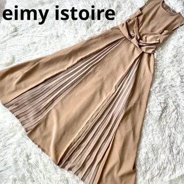 eimy istoire 포인트 플리츠 프론트 매듭 원피스 베이지