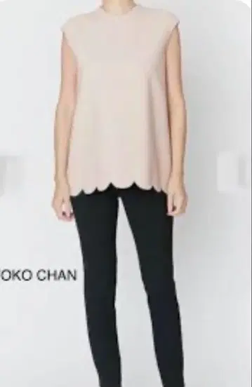 YOKO CHAN 스캘럽 탑 베이지