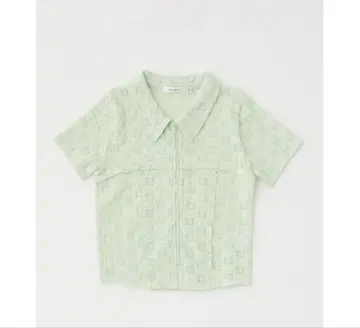 MOUSSY 라이트 그린 체크 무늬 반팔 셔츠