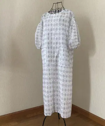 기모노 리메이크 K85 새상품 유카타 옷감 퍼프 슬리브 롱 원피스
