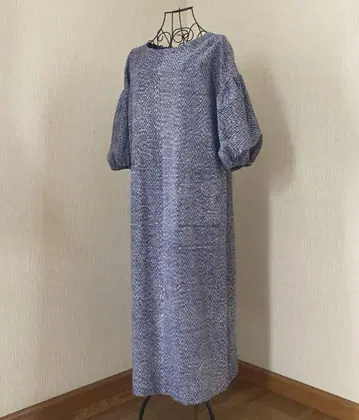 기모노 리메이크 K79 새상품 유카타 옷감 퍼프 슬리브 롱 원피스