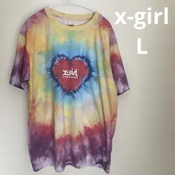x-girl 타이다이 무늬 하트 프린트 티셔츠 L