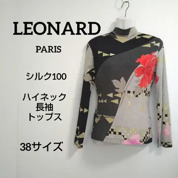 ky112 LEONARD 실크 100 올 패턴 프린트 하이넥 긴팔 38