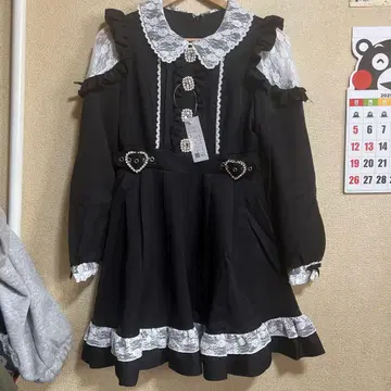 한정 판매 반짝이 비쥬 레이스 겹침 프릴 원피스 지뢰계 등에