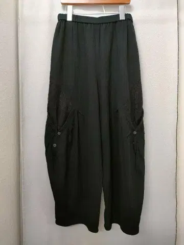 자주 블랙 와이드 팬츠