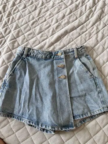 ZARA 라이트 블루 데님 랩스커트 버튼