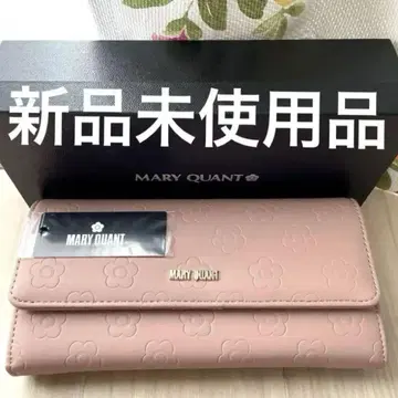 미사용 새상품 마리콴트 꽃무늬 엠보싱 장지갑 아웃라인 장지갑 핑크