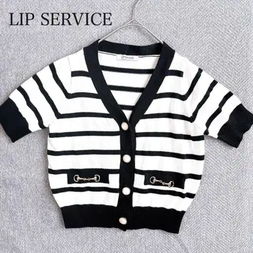 lipservice 바이컬러 하프 니트 가디건 펄 버튼