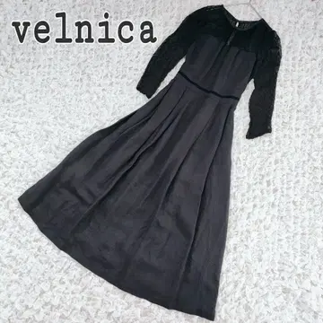 velnica 베르니카 린넨 혼방 클래시컬 레이스 롱 원피스 블랙