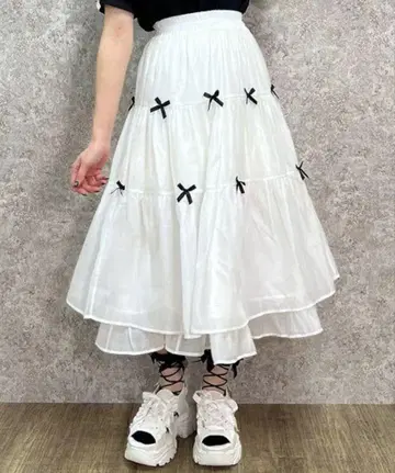axes femme 포에틱 쁘띠 리본 티어드 스커트
