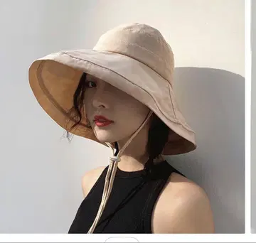 폴리에스테르 코튼 와이어가 들어간 와이드 브림 햇 라이트 베이지