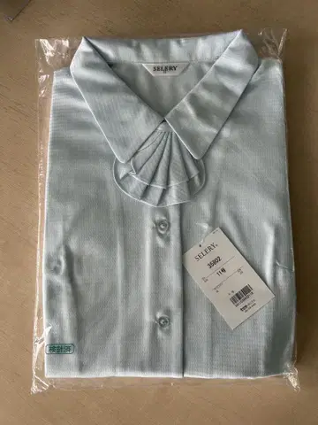 새상품 SELERY 사무복 반팔 블라우스 스카이블루