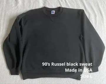 90s RUSSELL 러셀 블랭크 맨투맨 USA제 블랙 블랙 L