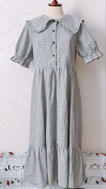아오키 미사코 시마무라 콜라보 깅엄 체크 원피스 시마미사