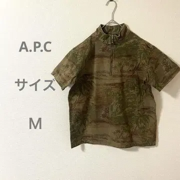 A.P.C 풍경 프린트 하프 지퍼 반팔 셔츠