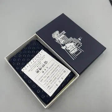 058 미사용 인덴야 인덴 가죽 네이비 도트 패턴 명함지갑 박스 포함