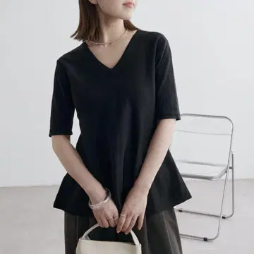 Omekashi 페플럼 2WAY 니트 풀오버 오메카시 블랙
