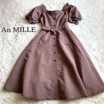 an mille 스티치 오프 숄더 원피스 반팔 A 라인 롱 벨트