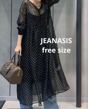 새상품급 JEANASIS 지나시스 볼륨 원피스 시스루 도트 무늬