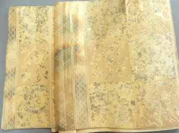 순수 실크 오비 노포 핫토리 코하쿠 니시키 후쿠로 오비 야키하쿠 꽃과 새